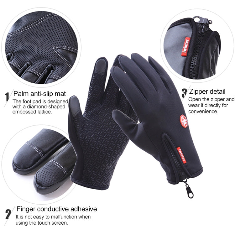 Cycling Gloves Full Finger Neoprene PU Breathable Leather Warm Winter Outdoor Sports Gloves(Black) - Full Finger Gloves by PMC TechLife | Online Shopping South Africa | PMC TechLife | Buy Now Pay Later Mobicred