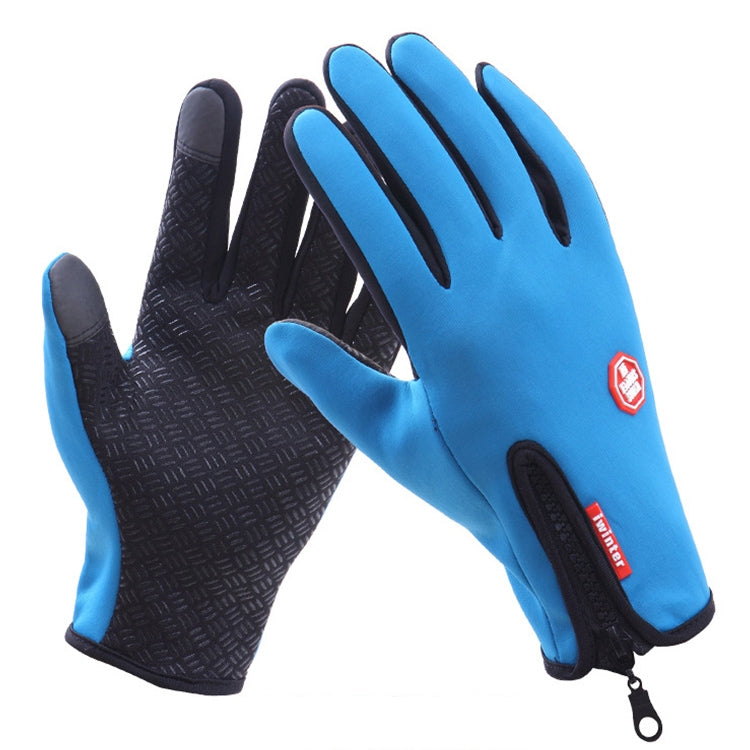 Cycling Gloves Full Finger Neoprene PU Breathable Leather Warm Winter Outdoor Sports Gloves(Blue) - free shipping - PMC TechLife - Order now!