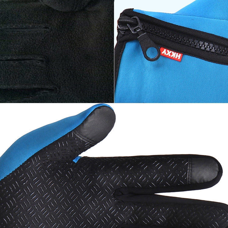 Cycling Gloves Full Finger Neoprene PU Breathable Leather Warm Winter Outdoor Sports Gloves(Blue) - free shipping - PMC TechLife - Order now!