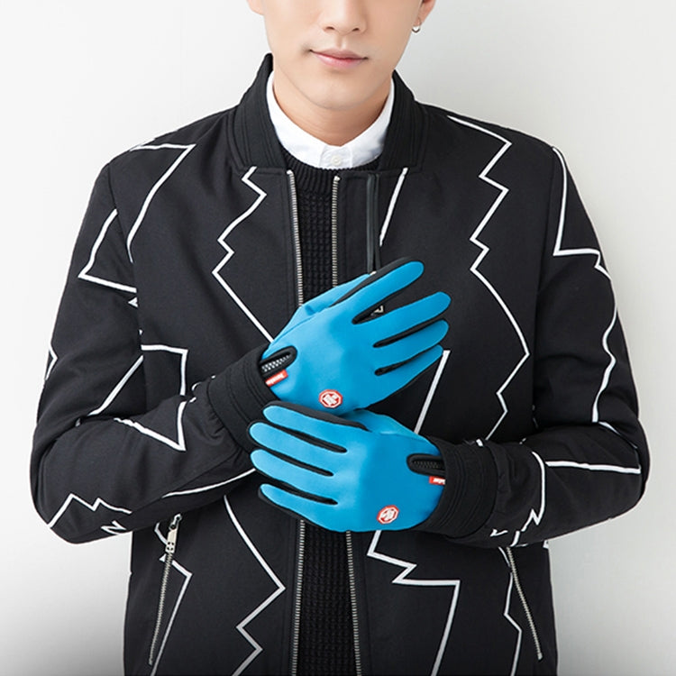 Cycling Gloves Full Finger Neoprene PU Breathable Leather Warm Winter Outdoor Sports Gloves(Blue) - free shipping - PMC TechLife - Order now!