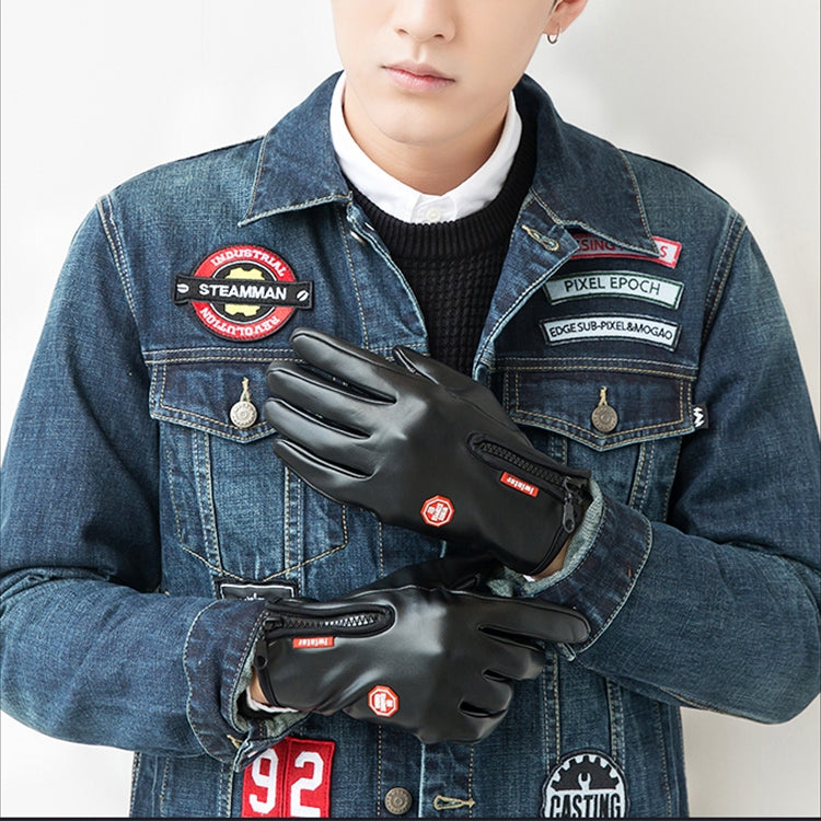 Cycling Gloves Full Finger Neoprene PU Breathable Leather Warm Winter Outdoor Sports Gloves(Black) - Full Finger Gloves by PMC TechLife | Online Shopping South Africa | PMC TechLife | Buy Now Pay Later Mobicred