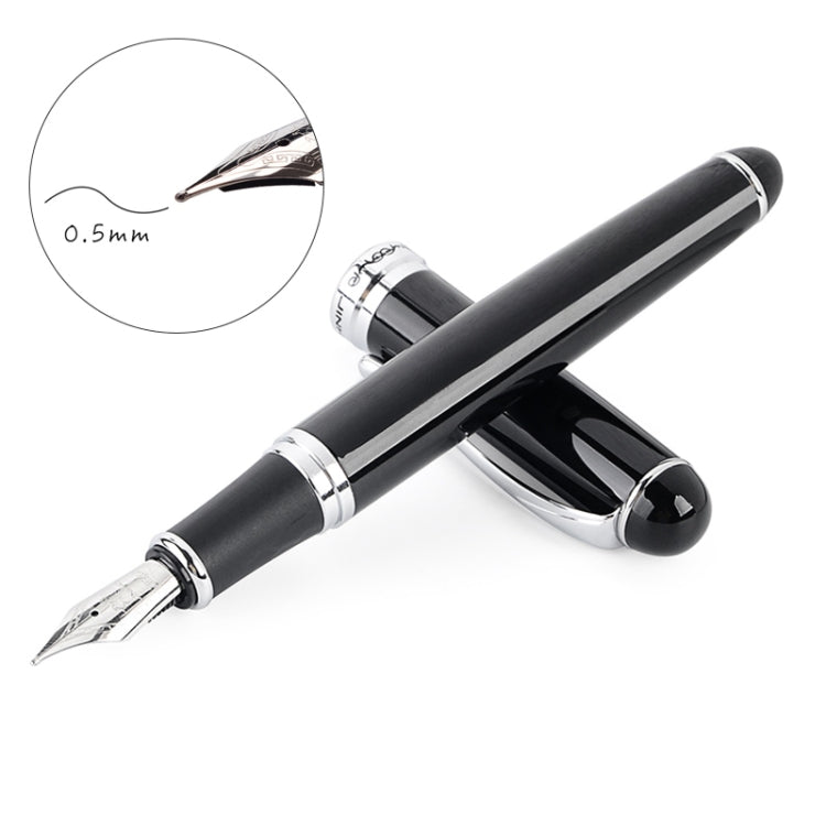 X750 Stationery Stainless Steel Fountain Pen Medium Nib Ink Pens School Oiifice Gift, Nib Size:0.5mm(Black) - Fountain Pens by PMc TechLife | Online Shopping South Africa | PMc TechLife | Buy Now Pay Later Mobicred