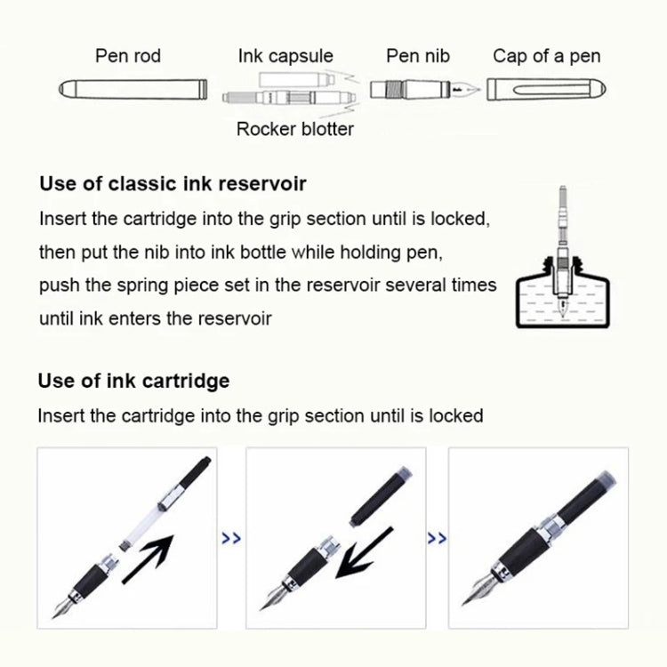 X750 Stationery Stainless Steel Fountain Pen Medium Nib Ink Pens School Oiifice Gift, Nib Size:0.5mm(Fluorescent Black) - Fountain Pens by PMc TechLife | Online Shopping South Africa | PMc TechLife | Buy Now Pay Later Mobicred