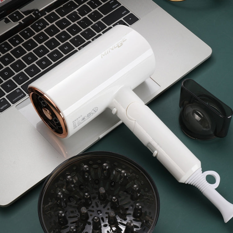 Mingge T1 T Style 1800W High-power Cold Hot Air Wind Fast Drying Folding Hair Dryer, Plug Type:UK Plug(White) - free shipping - PMC TechLife - Order now!