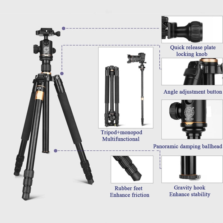 Q222 Portable 4-Section Folding Legs Aluminum Alloy Tripod Mount Monopod Holder with Ball Heads - Tripods by PMC TechLife | Online Shopping South Africa | PMC TechLife | Buy Now Pay Later Mobicred