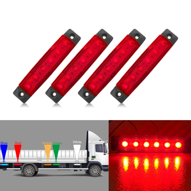4 PCS 12V 6 SMD Auto Car Bus Truck Wagons External Side Marker Lights LED Trailer Indicator Light Rear Side Lamp(Red) - Clearance Lights by PMC TechLife | Online Shopping South Africa | PMC TechLife