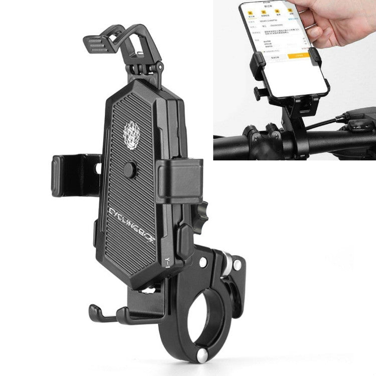 Bicycle Mobile Phone Holder Can Rotate And Adjust Fixed Aluminum Alloy Bracket Automatic Grab Bracket, Style:Handlebar Installation(Black) - Holders by PMC TechLife | Online Shopping South Africa | PMC TechLife | Buy Now Pay Later Mobicred