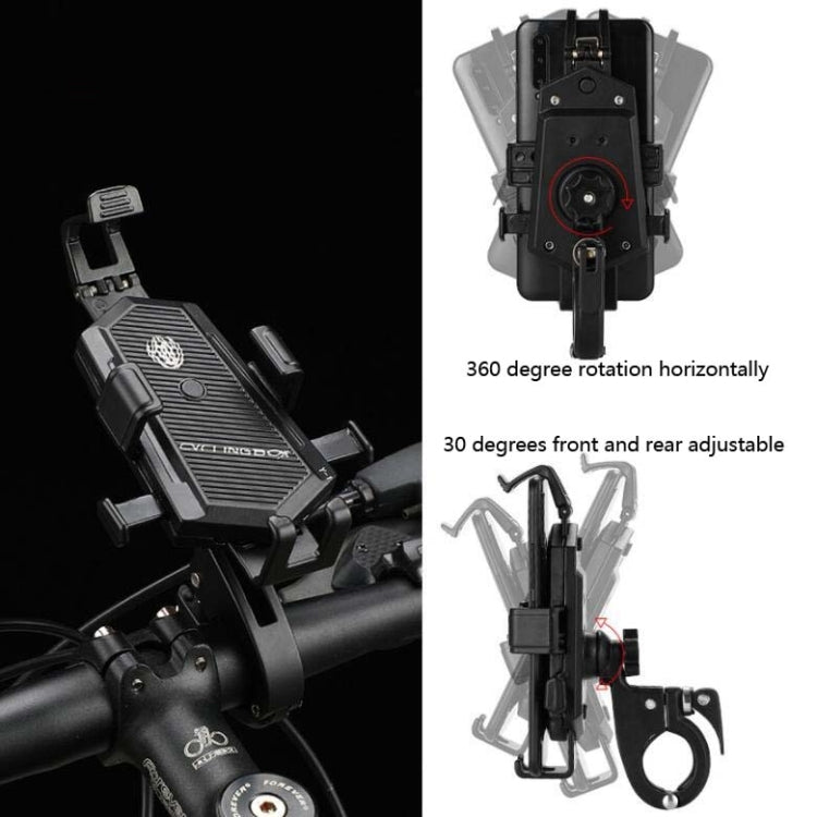 Bicycle Mobile Phone Holder Can Rotate And Adjust Fixed Aluminum Alloy Bracket Automatic Grab Bracket, Style:Rearview Mirror Installation(Silver) - Holders by PMC TechLife | Online Shopping South Africa | PMC TechLife | Buy Now Pay Later Mobicred
