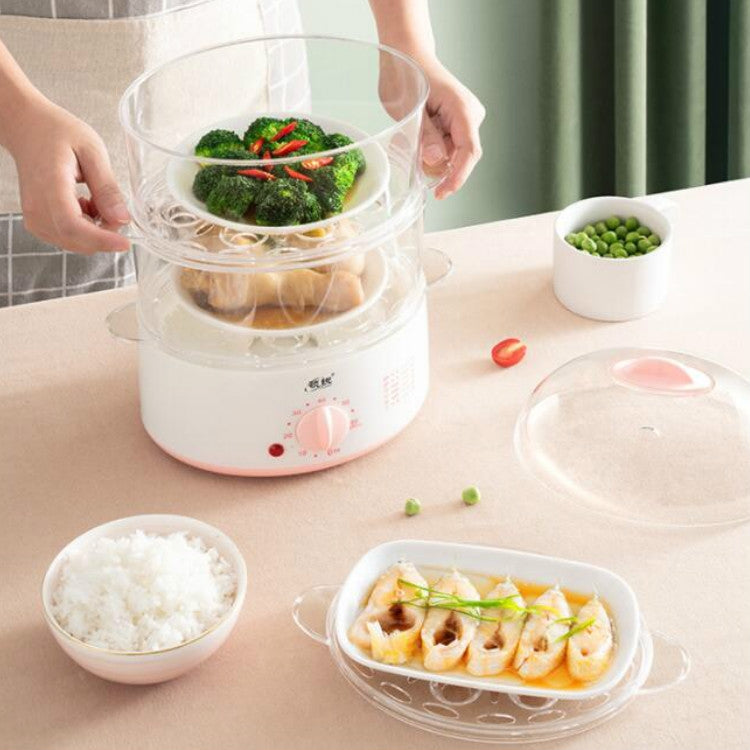 LINGRUI Timer Mini Multi-Function Egg Cooker Automatic Power Off Home Breakfast Machine, CN Plug, Specification:Double Layers(Grey) - free shipping - PMC TechLife - Order now!
