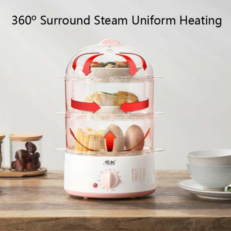 LINGRUI Timer Mini Multi-Function Egg Cooker Automatic Power Off Home Breakfast Machine, CN Plug, Specification:Double Layers(Pink) - free shipping - PMC TechLife - Order now!
