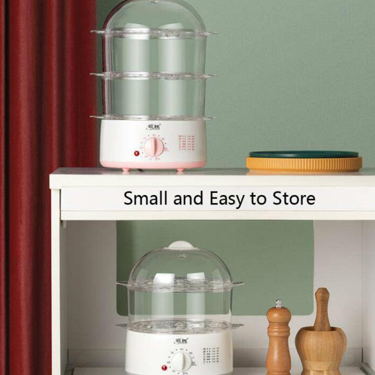 LINGRUI Timer Mini Multi-Function Egg Cooker Automatic Power Off Home Breakfast Machine, CN Plug, Specification:Double Layers(Grey) - free shipping - PMC TechLife - Order now!
