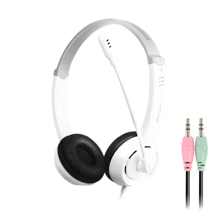 DANYIN DT326 Head-mounted Desktop Computer Children Learning Wire Headset with Microphone, Cable Length:1.8m, Style:3.5mm Two-hole(White) - Multimedia Headset by Danyin | Online Shopping South Africa | PMC TechLife | Buy Now Pay Later Mobicred