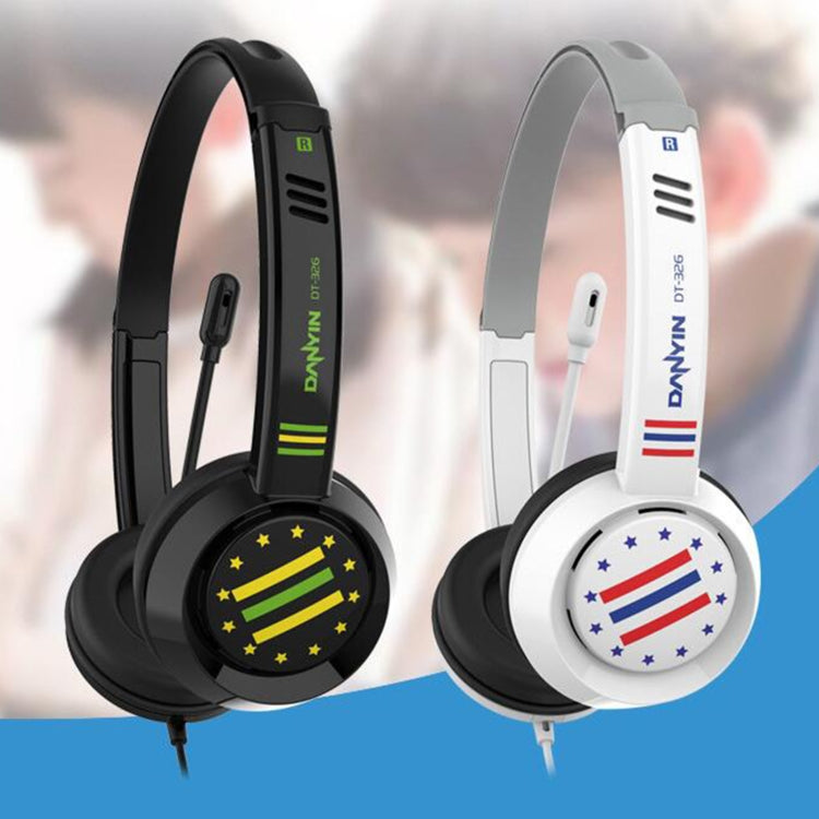 DANYIN DT326 Head-mounted Desktop Computer Children Learning Wire Headset with Microphone, Cable Length:1.8m, Style:3.5mm Two-hole(White) - Multimedia Headset by Danyin | Online Shopping South Africa | PMC TechLife | Buy Now Pay Later Mobicred