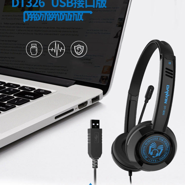 DANYIN DT326 Head-mounted Desktop Computer Children Learning Wire Headset with Microphone, Cable Length:1.8m, Style:USB(Black) - free shipping - PMC Jewellery - Order now!