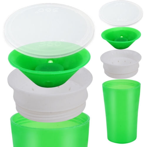 360 Degrees Rotated Baby Learning Drinking Cup With Double Handle Flip(Pink) - Cups & Silicone Nipple by PMC TechLife | Online Shopping South Africa | PMC TechLife | Buy Now Pay Later Mobicred