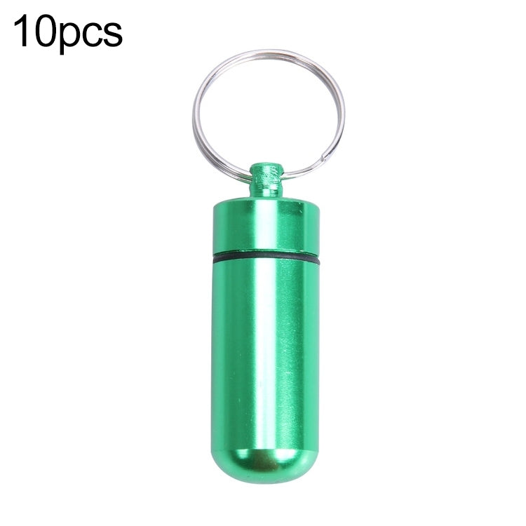 10pcs Portable Sealed Waterproof Aluminum Alloy First Aid Pill Bottle with Keychain(Green) - Emergency Tools by PMC TechLife | Online Shopping South Africa | PMC TechLife | Buy Now Pay Later Mobicred
