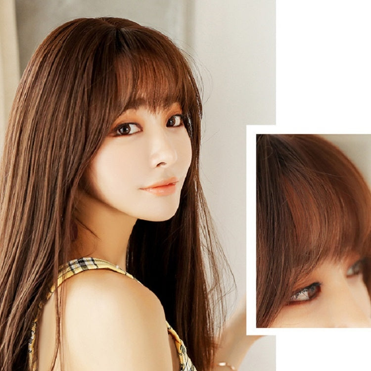 Realistic Long Straight Hair Wig Synthetic Fiber Headgear For Women, Style:Short Cold Brown 45CM - free shipping - PMC TechLife - Order now!