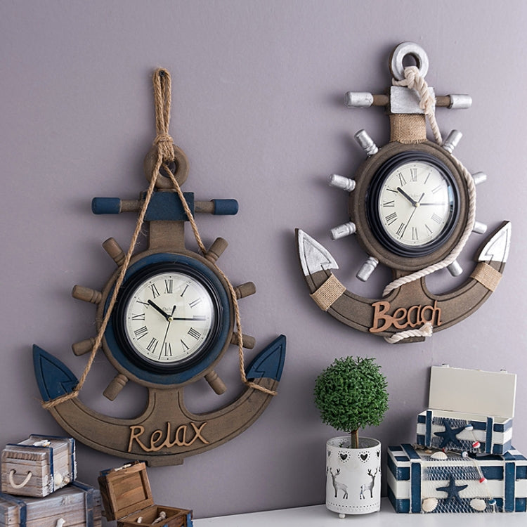 Retro Old Decoration Wall Clock Living Room Wooden Clock Wall Decoration(Blue) - Wall Clock by PMc TechLife | Online Shopping South Africa | PMc TechLife | Buy Now Pay Later Mobicred