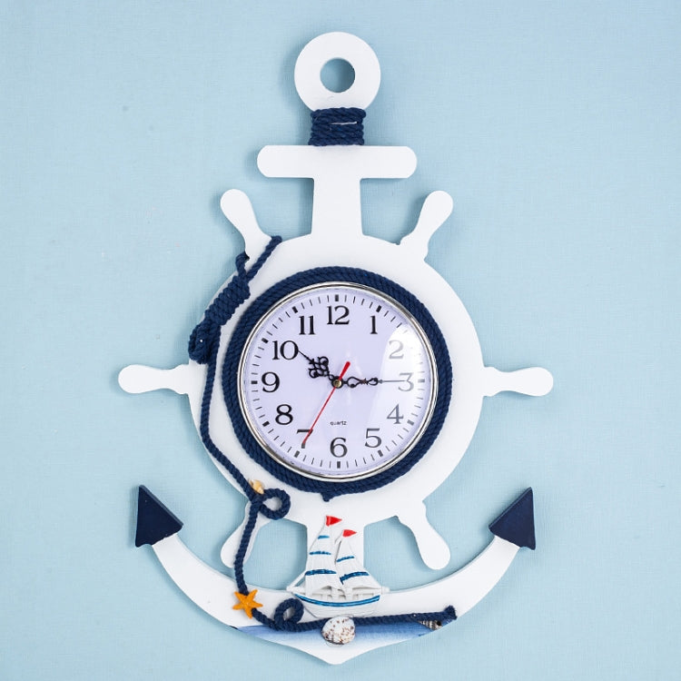 Mediterranean Style Blue And White Rudder Clock Wall Clock Home Living Room Bedroom Decoration Wooden Crafts, Style:Sailing - Wall Clock by PMc TechLife | Online Shopping South Africa | PMc TechLife | Buy Now Pay Later Mobicred