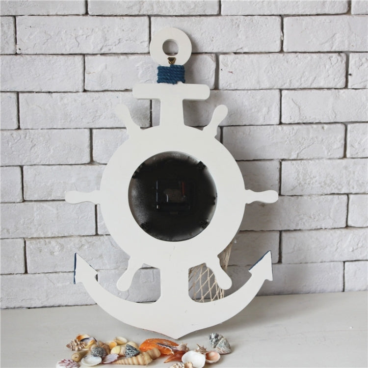Mediterranean Style Blue And White Rudder Clock Wall Clock Home Living Room Bedroom Decoration Wooden Crafts, Style:Sailing - Wall Clock by PMc TechLife | Online Shopping South Africa | PMc TechLife | Buy Now Pay Later Mobicred