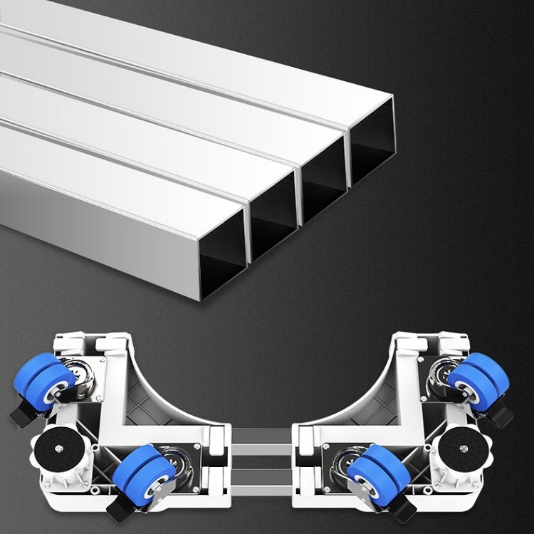 Double Tubes 4 Wheels + 4 Legs Adjustable Stainless Steel Refrigerator Bracket Washing Machine Base Bracket - free shipping - PMC TechLife - Order now!