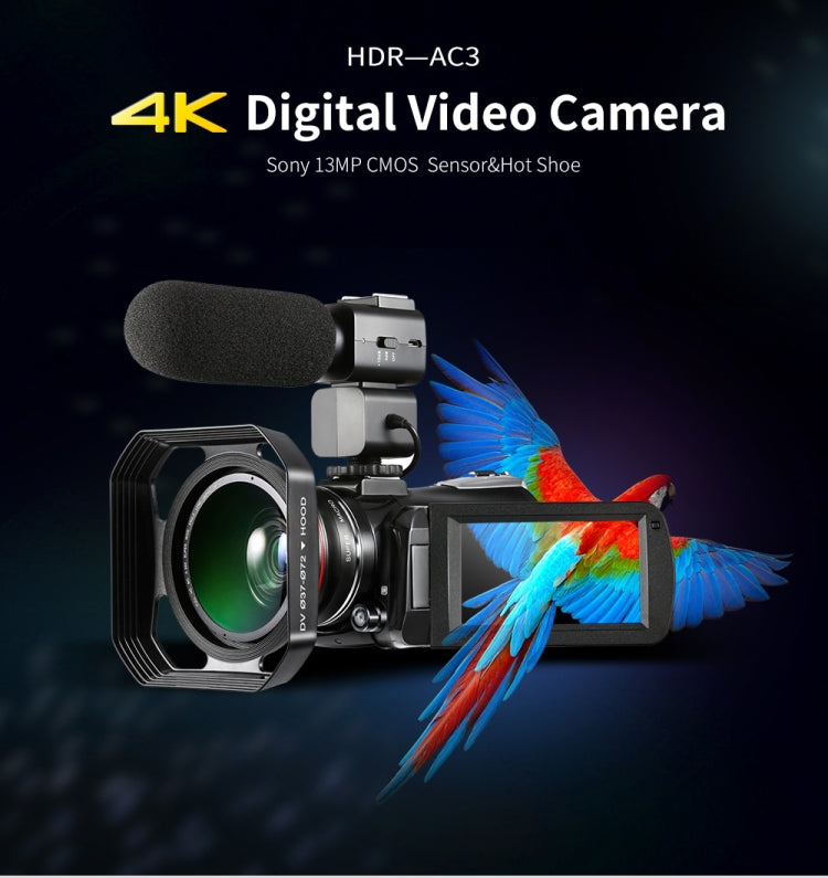 ORDRO AC3 3.1 inch IPS Screen 4K Full HD 13MP Night Vision WiFi Live Camcorder DV Digital Camera, Style:Standard(Black) - free shipping - PMc TechLife - Order now!