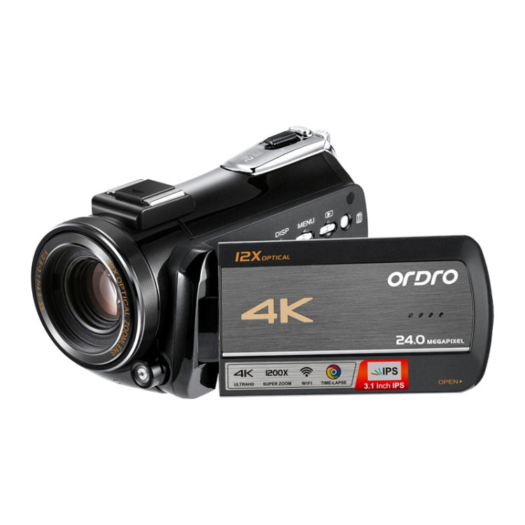 ORDRO AC5 4K HD Night Vision WiFi 12X Optical Zoom Digital Video DV Camera Camcorder, Style:Standard(Black) - free shipping - PMc TechLife - Order now!