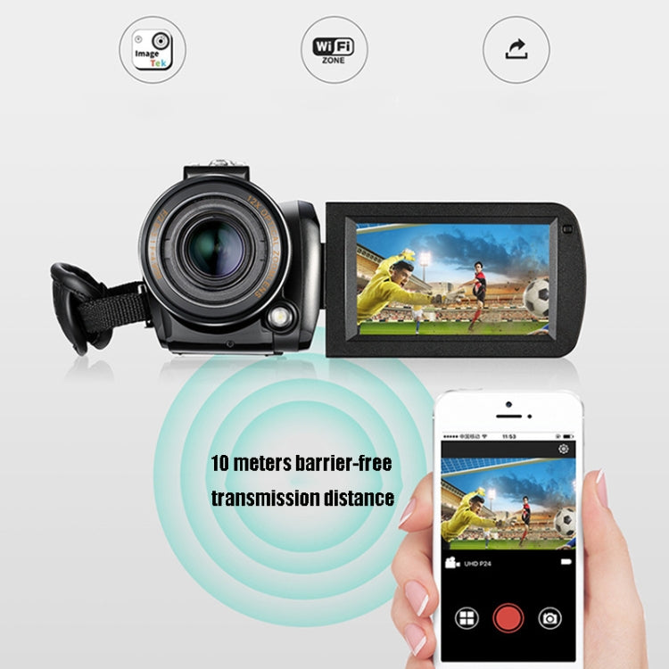 ORDRO AC5 4K HD Night Vision WiFi 12X Optical Zoom Digital Video DV Camera Camcorder, Style:Standard + Microphone(Black) - free shipping - PMc TechLife - Order now!