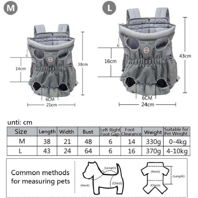 Doglemi Pet Outing Backpack Dog Shoulder Chest Bag Breathable Mesh Dog Cat Bag, Size:L(Blue) - free shipping - PMC TechLife - Order now!