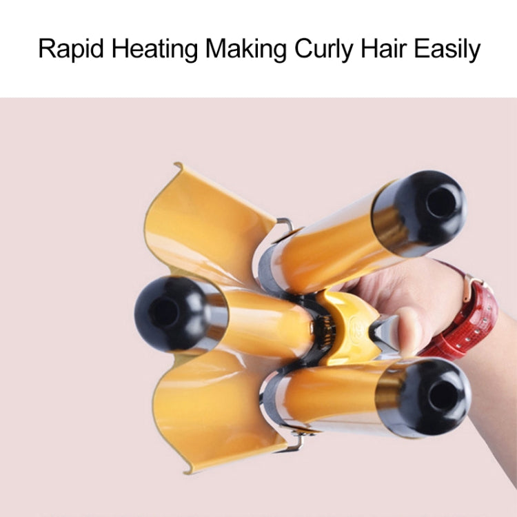 20-32m Automatic Ceramic Perm Splint Hair Curler 3 Barrels Big Wave Hair Curling Iron Tools, Size:32mm(Pink) - free shipping - PMC TechLife - Order now!