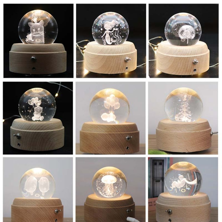 Girl Bedside Lamp Crystal Ball Wooden Base Music Box Charging Glow Rotating Night Light, Random Music(Cat) - Novelty Lighting by PMC TechLife | Online Shopping South Africa | PMC TechLife | Buy Now Pay Later Mobicred
