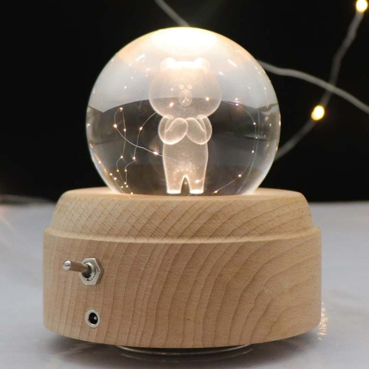 Girl Bedside Lamp Crystal Ball Wooden Base Music Box Charging Glow Rotating Night Light, Random Music(Bear) - Novelty Lighting by PMC TechLife | Online Shopping South Africa | PMC TechLife | Buy Now Pay Later Mobicred
