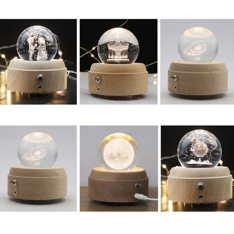 Girl Bedside Lamp Crystal Ball Wooden Base Music Box Charging Glow Rotating Night Light, Random Music(Bear) - Novelty Lighting by PMC TechLife | Online Shopping South Africa | PMC TechLife | Buy Now Pay Later Mobicred