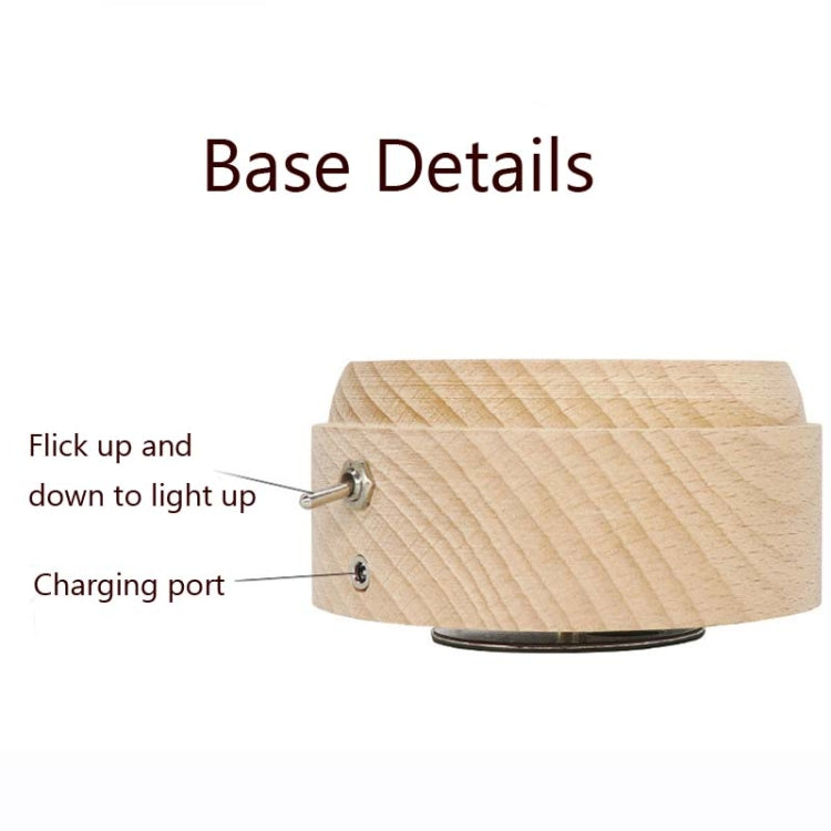 Girl Bedside Lamp Crystal Ball Wooden Base Music Box Charging Glow Rotating Night Light, Random Music(Double Pig) - free shipping - PMC TechLife - Order now!