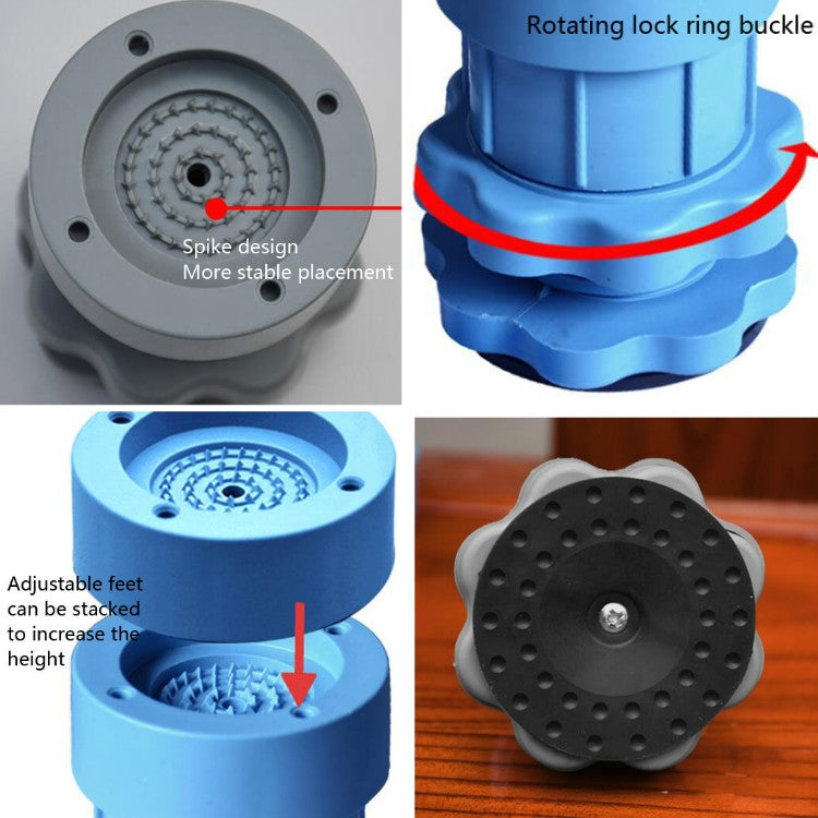 4 PCS / Set Furniture Home Appliance Washing Machine Rubber Foot Mat Moisture-Proof Shock Absorption Heightened Foot Mat Base Blue, Style:Adjustable Height About 8-9.5cm - Mats by PMC TechLife | Online Shopping South Africa | PMC TechLife