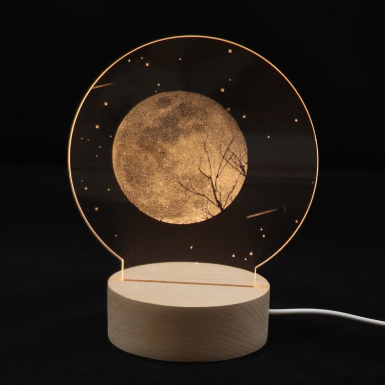 3D Atmosphere Decorative Light Acrylic Inner Carved LED Night Light Creative Girl Table Lamp(Full Moon) - Novelty Lighting by PMC TechLife | Online Shopping South Africa | PMC TechLife | Buy Now Pay Later Mobicred