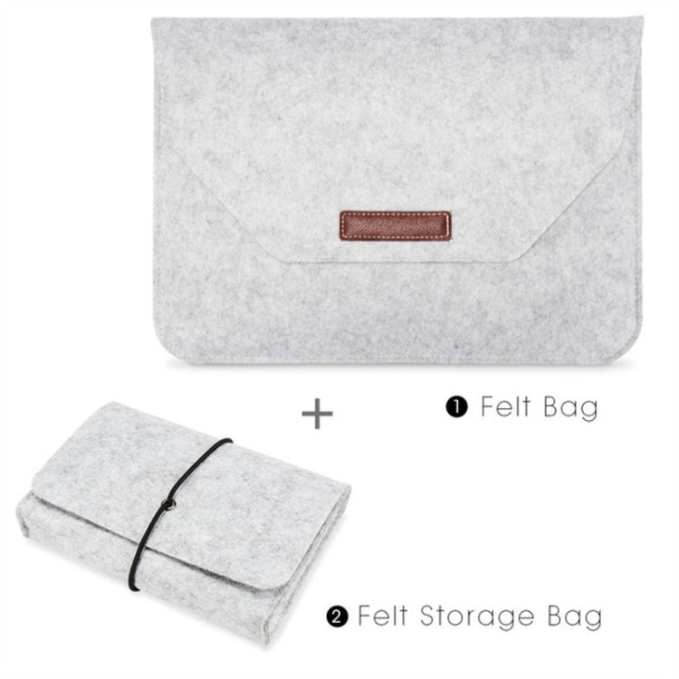 Portable Air Permeable Felt Sleeve Bag for MacBook Laptop, with Power Storage Bag, Size:12 inch(Grey) - Protective Bags by PMC Jewellery | Online Shopping South Africa | PMC Jewellery | Buy Now Pay Later Mobicred