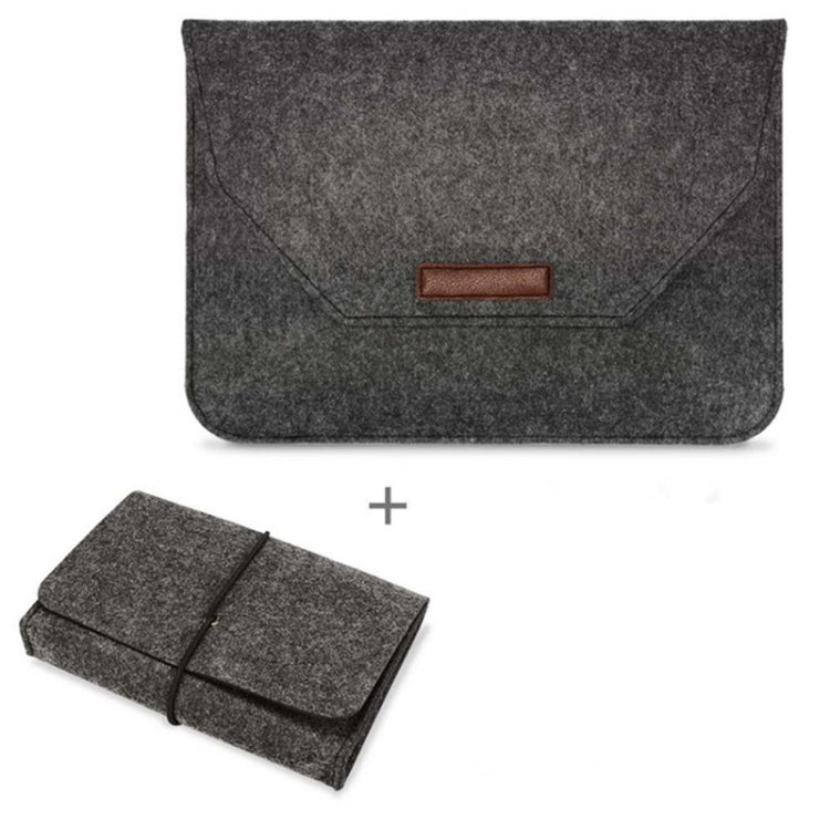 Portable Air Permeable Felt Sleeve Bag for MacBook Laptop, with Power Storage Bag, Size:13 inch(Black) - Protective Bags by PMC Jewellery | Online Shopping South Africa | PMC Jewellery | Buy Now Pay Later Mobicred
