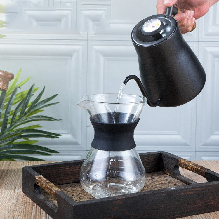 304 Stainless Steel Coffee Hand Pot Wooden Handle Coffee Pot Teflon Long-Mouth Slender Pot, Style: Without Thermometer - free shipping - PMC TechLife - Order now!