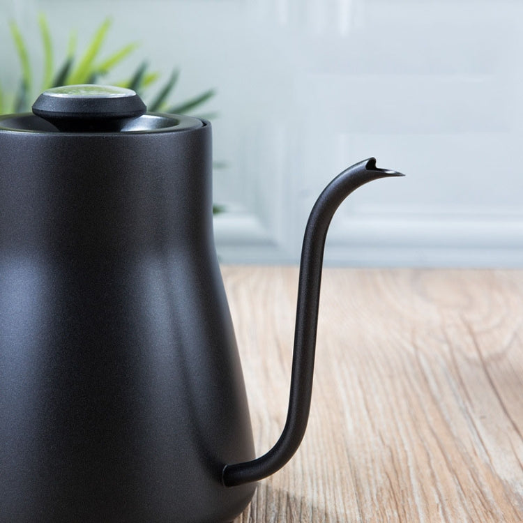 304 Stainless Steel Coffee Hand Pot Wooden Handle Coffee Pot Teflon Long-Mouth Slender Pot, Style: With Thermometer - free shipping - PMC TechLife - Order now!