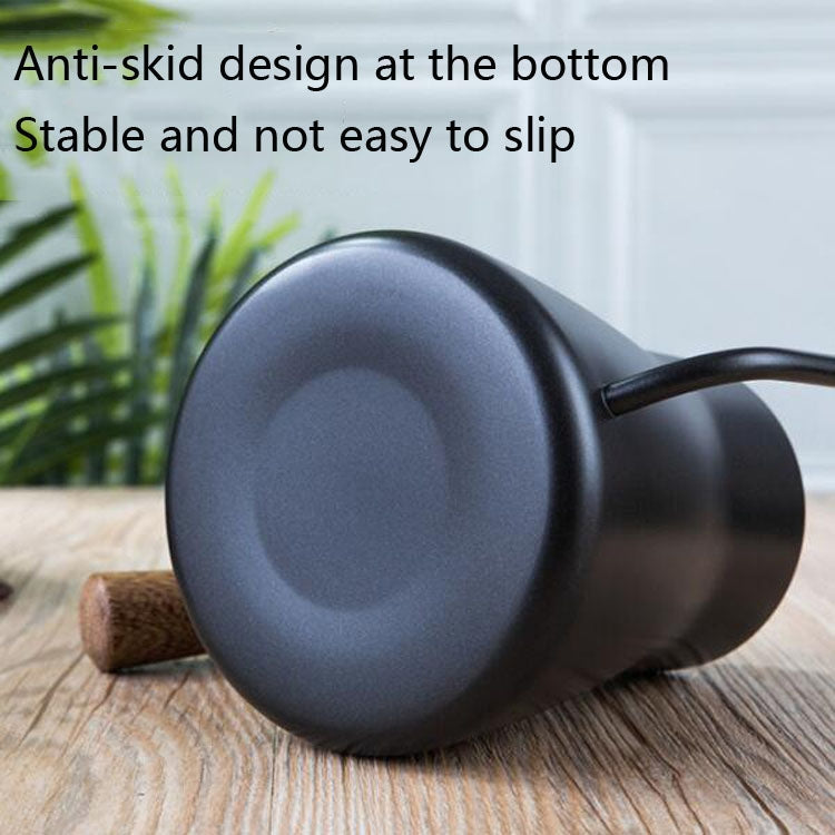 304 Stainless Steel Coffee Hand Pot Wooden Handle Coffee Pot Teflon Long-Mouth Slender Pot, Style: With Thermometer - free shipping - PMC TechLife - Order now!