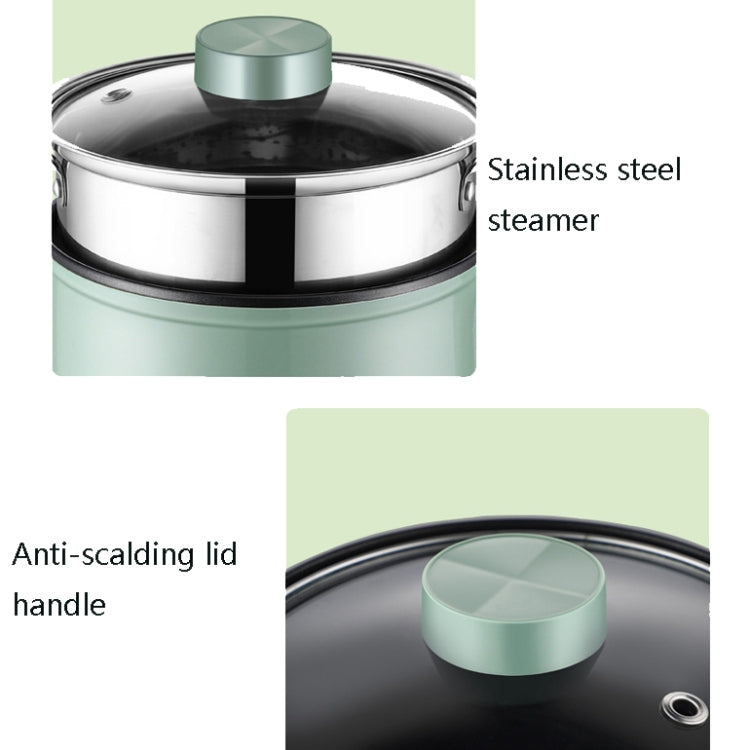 Multi-Function Electric-Cooker Mini Dormitory Student Cooking Rice Stir Frying Non-Stick Pot, 110V US Plug, Colour: White Manual Style with Steaming Grid(1.7L) - free shipping - PMC TechLife - Order now!