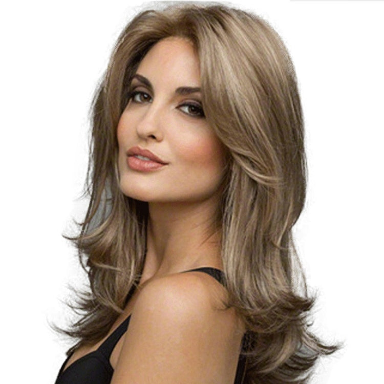 Women Split Wigs Long Curly Hair Synthetic Headgear(Dark Brown + Light Gold) - free shipping - PMC TechLife - Order now!