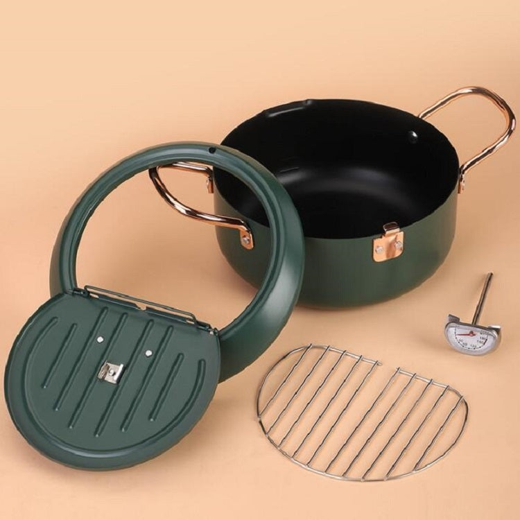 20cm Fryer Pot Household Non-Stick Pan Temperature Control Mini Frying Pot(Olive Green) - free shipping - PMC TechLife - Order now!