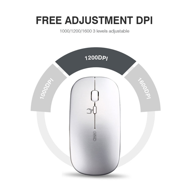 Inphic PM1 Office Mute Wireless Laptop Mouse, Style:Battery Display(Metallic Gray) - Wireless Mice by Inphic | Online Shopping South Africa | PMC TechLife | Buy Now Pay Later Mobicred