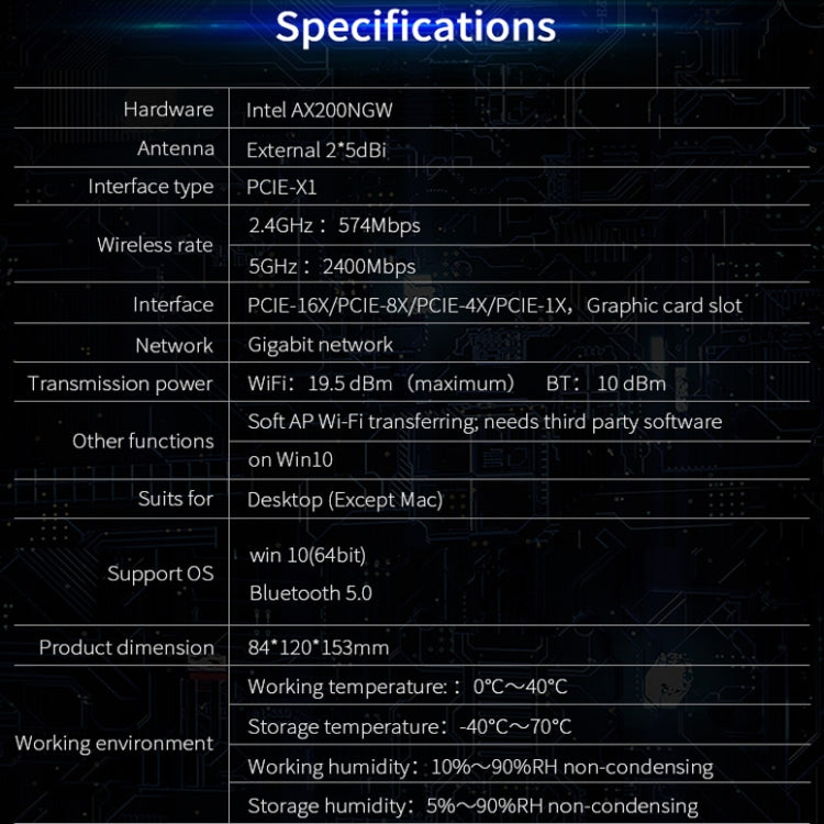 CF-AX200 SE 3000Mbps PCI-E Dual Band Frequency Bluetooth Wireless Network Card - free shipping - PMC Jewellery - Order now!