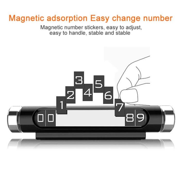 Magnetic Adsorption Design Car Shape Rotatable Luminous Car Temporary Parking Card with Phone Number(Black) - Parking Card by PMC TechLife | Online Shopping South Africa | PMC TechLife | Buy Now Pay Later Mobicred