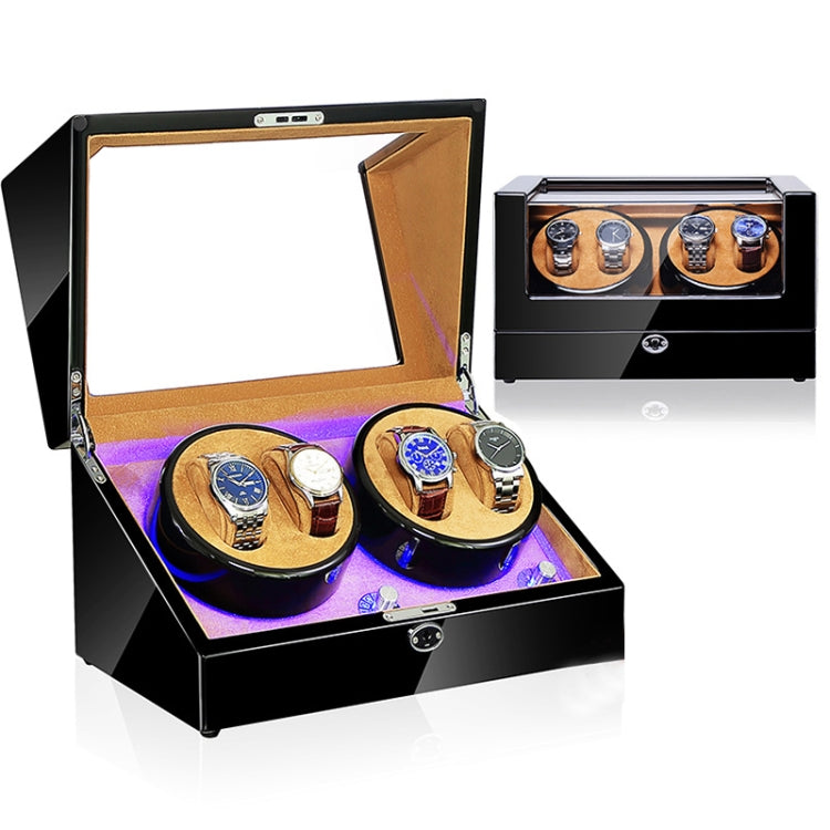 Electric Motor Rotating Watch Box Automatic Mechanical Watch Shaker, US / EU / UK Plug(Black + Camel Flannel) - free shipping - PMC TechLife - Order now!