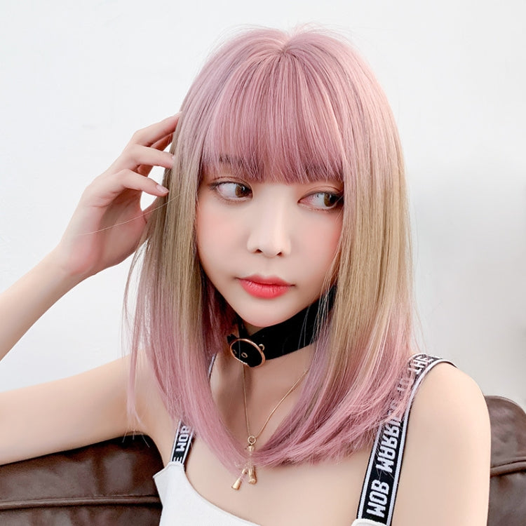 Female Gradient Highlighting Lifelike Chemical Fiber Headgear Wigs(Plum Pink and Honey Tea 39CM) - free shipping - PMC TechLife - Order now!