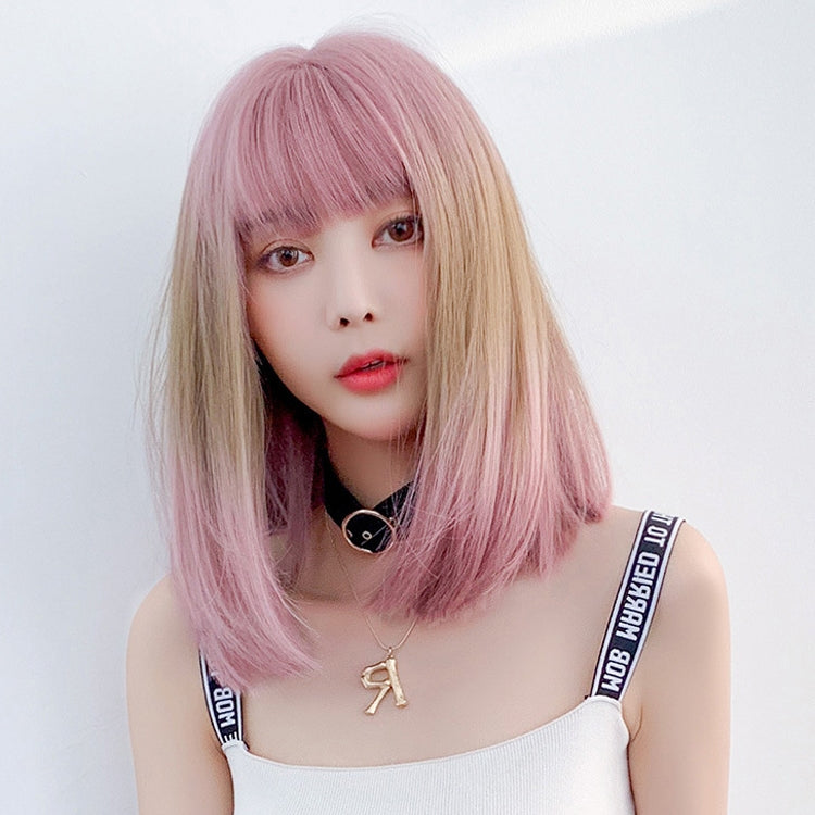 Female Gradient Highlighting Lifelike Chemical Fiber Headgear Wigs(Plum Pink and Honey Tea 39CM) - free shipping - PMC TechLife - Order now!